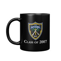 Load image into Gallery viewer, The Citadel Shield Class of 2007 Black Mug- 11oz
