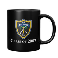Load image into Gallery viewer, The Citadel Shield Class of 2007 Black Mug- 11oz
