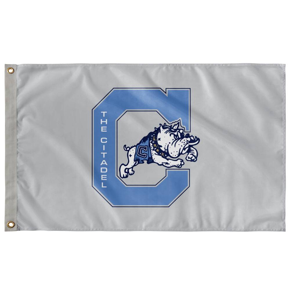 The Jumping Bulldog Grey Wall Flag