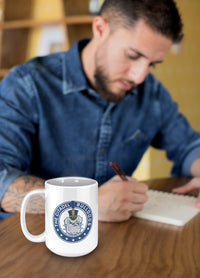 Load image into Gallery viewer, The Citadel Bulldog and Stars White Mug - 15oz
