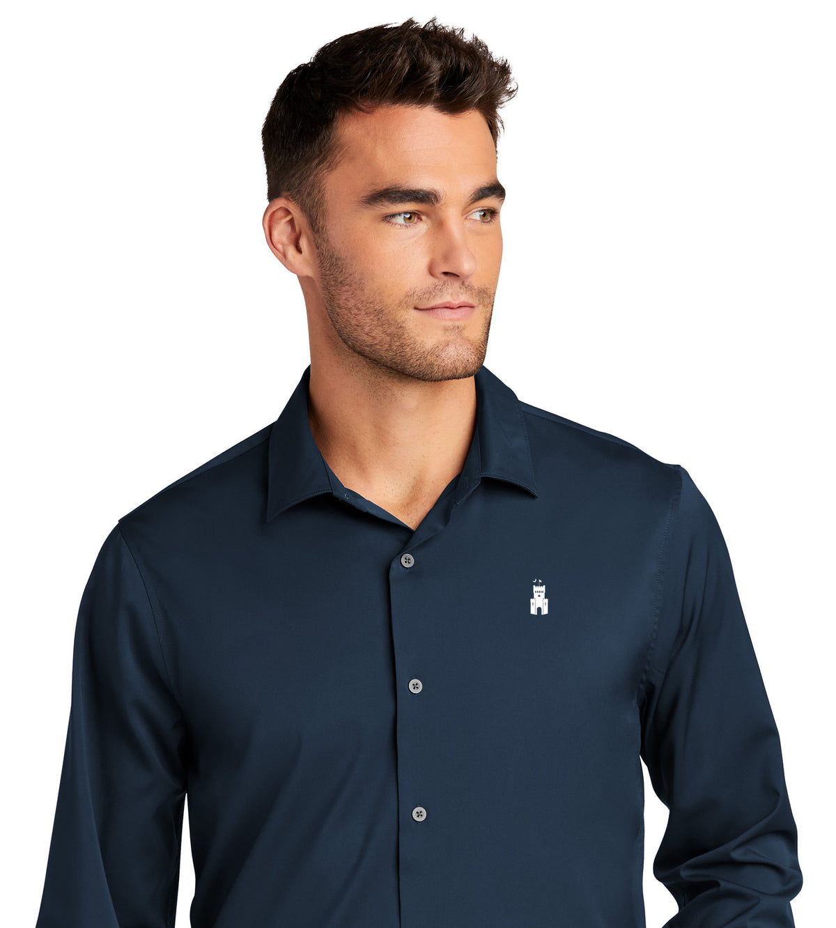 The Citadel Barracks Long Sleeve Stretch Shirt-Navy
