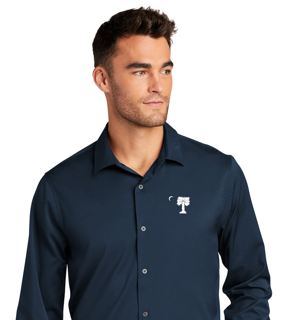 The Citadel Palmetto Long Sleeve Stretch Shirt-Navy