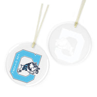 Load image into Gallery viewer, The Citadel, Block C Jumping Bulldog, Glass Ornament

